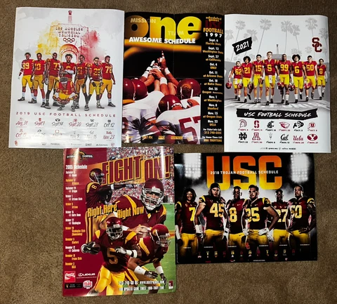 LOT 5 Different USC TROJANS FOOTBALL POSTER SCHEDULES 1997 2005 2018 2019 2021 Cover