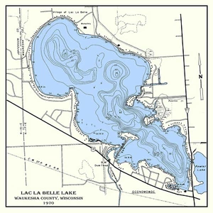 1970 Map of Lac La Belle Lake Waukesha County Wisconsin - Picture 1 of 5