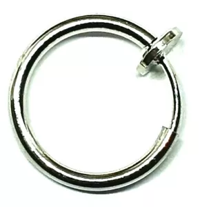 Gefälschter Nasenring Hoop Feder Silberfarben Einziehbar Septum Lippe Nase Cl... - Bild 1 von 12