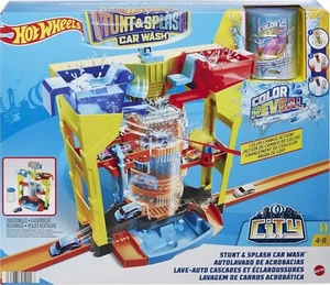 NEW Licensed HOT WHEELS Colour REVEAL - STUNT & SPLASH CAR WASH Playset w/ Car - Picture 1 of 12