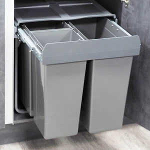 600mm Under Counter Bin Pull Out Kitchen Waste Recycling Cabinet 1x34L + 2x17L - Picture 1 of 6