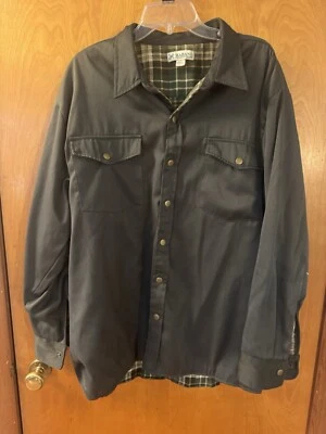 Jaqueta Haband Flanela Forrada Masculina Exército Verde Botão Snap Up Vintage Tamanho GG - Imagem 1 de 4