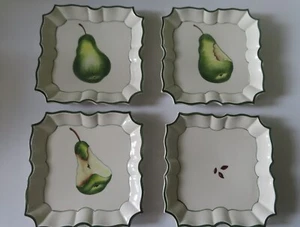 4 Vietri Disappearing Pear 8 3/4" Square Plates - Complete Set in Mint Condition - Picture 1 of 4