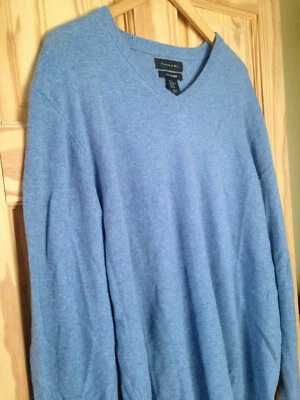 NUEVO CON ETIQUETAS Suéter Tahari Pure Luxe 100% Cachemira Para Hombre Hermoso Azul Cuello en V XXL $245 Foto 1 de 4