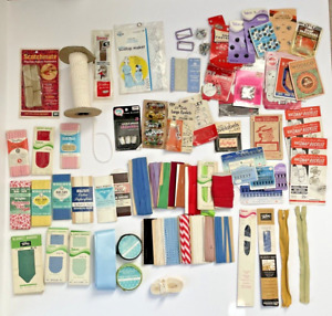 Vintage Sewing Notions Lot Blanket Binding Dias Tape Rick Rack Zippers Snaps