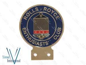 RREC Rolls Royce Enthusiasts Car Club Brass Enamel Front Grill Badge Decal @US - Picture 1 of 4