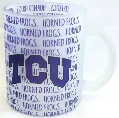 TCU Horned Frogs Mug Frosted Glass 10oz Cover