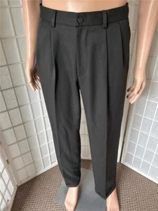 NEW Men's Van Heusen Rich Black No Iron Microfiber 30x32 Trouser Pants - Picture 1 of 6