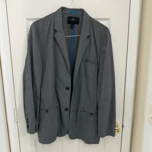 Marc Ecko Cut and Sew Blazer unstrukturiert Nadelstreifen grau Baumwolle Gr. XL Freizeit - Bild 1 von 4