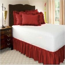 Burgundy Solid Ruffled Gathered Bed Skirt 700 Tc Cotton Open Corner All Drop