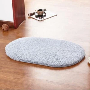 Solid Oval Area Rug Soft Carpet Bedroom Bedside Plush Floor Rugs Anti-slip Mat - Picture 1 of 30