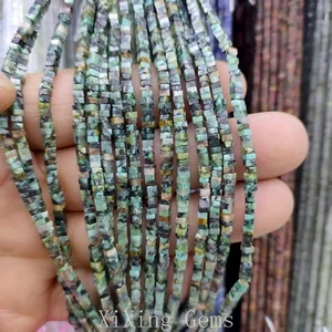 Cuentas espaciadoras de disco cuadradas planas turquesa africana natural de 1x2 mm para hacer joyas - Imagen 1 de 6