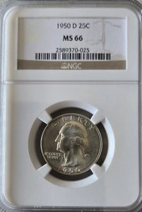 1950 D Washington Quarter NGC "MS-66 Outstanding Quarter #A-242 - Picture 1 of 4