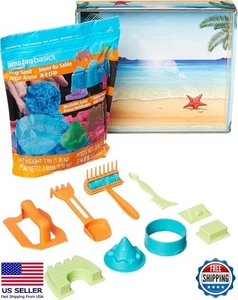 Kit de juguete de arena sensorial moldeable de 11 piezas con moldes y herramientas de castillo, 3 libras azul - Imagen 1 de 7