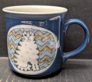 Otagiri Japan Blue & White Cat Coffee Tea Ceramic Vintage Mug HTF - Picture 1 of 6