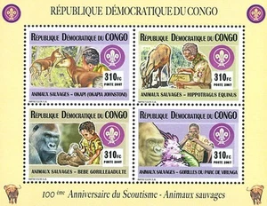 Democratic Republic of the Congo 2007 Imperf. Scouting - Wild Life (2007) Sheetl - Imagen 1 de 1