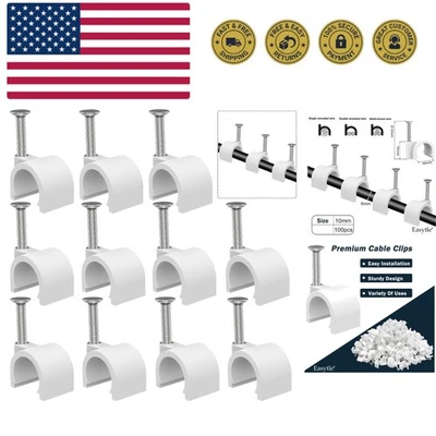 Clips de cable 10 mm clavo en soporte de cable clip 100 piezas clips de cable tachuelas de altavoz para... Foto 1 de 4