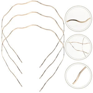 3pcs Golden Headband Decorative Headdress Wavy Hair Bands Alloy Hair Hoops - Picture 1 of 12