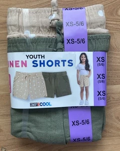 32 Degrees Cool Youth's/Girl 2 Pack Linen Shorts, Green,/Tan Dot XS 5/6 - Picture 1 of 4