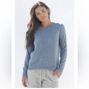 Maglione Avena Cashmere Kendra 100% Cashmere Blu Cielo Fidanzato Nuovo con etichette FIT Coastal Lg - Foto 1 di 8