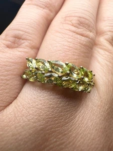 925 sterling silver 14k gold vermeil natural peridot ring size 5.25 - Picture 1 of 7
