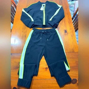 Nuevo con etiquetas Traje de chándal Michael Kors negro verde lima blanco para mujer talla pequeña - Imagen 1 de 10