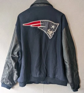 NFL Y2K New England Patriots Varsity Jacket Men's XL Wool body & Leather Sleeves - Picture 1 of 18