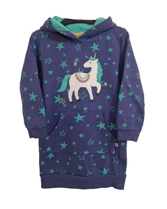 Ex Frugi Sudadera Vestido Unicornio Apliques Azul 2-10 Años NUEVO - Imagen 1 de 6