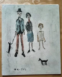 Pintura al óleo impresionista original 12" X 10" John Goodlad FAMILIA Y PERROS - Imagen 1 de 2
