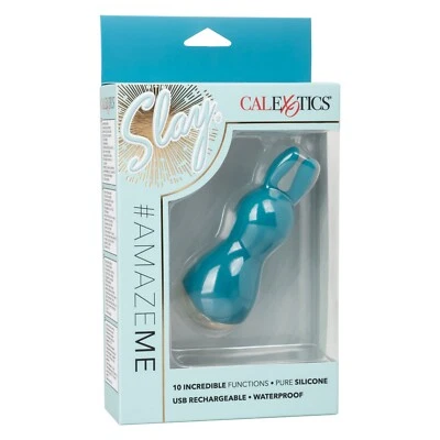 Cal Exotics Slay #AMAZEME Vibrator Blue - Silicone Rabbit Style Clitoral Vibe - Image 1 of 4