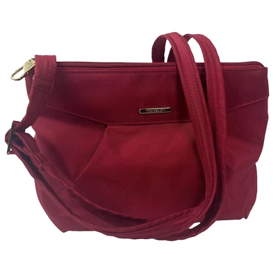 TRAVELON Crossbody Shoulder Bag Zip Purse Light FOB ID Sections Nylon RED - Image 1 of 4