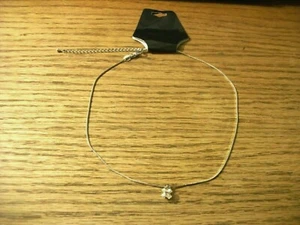 Damen 16" lange silberfarbene Metallkette klar Kunststoff Strass Anhänger neu - Bild 1 von 2