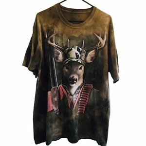 The Mountain Deer Hunter Manimal Hunting Green Camo Tie Dye Shirt Men's Sz 3XL - Picture 1 of 6