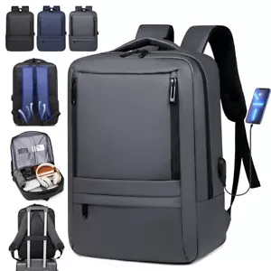 15.6 inch Laptop Backpack Waterproof Large Rucksack Men Travel USB School Bag US - Picture 1 of 16