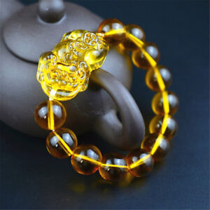 Feng Shui Citrine Gem Stone Wealth Pi Xiu Bracelet Attract Wealth and Good Luck