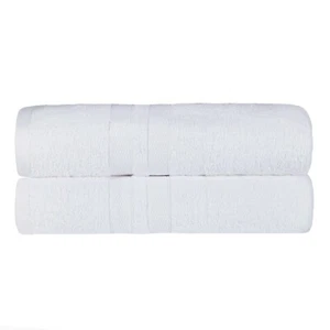 Ultra-Soft Cotton Solid Double Line Dobby Border Quick-Dry Bath Sheet Set of 2 - Picture 1 of 81