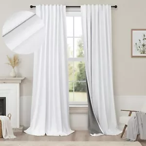 2 Panels Set for Living Room Darkening Curtain for Bedroom Aesthetic White - Picture 1 of 9