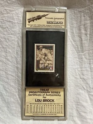Autógrafos PRO Treat 1991 cubierta superior Lou Brock autógrafo *Carpeta de autenticidad Foto 1 de 4