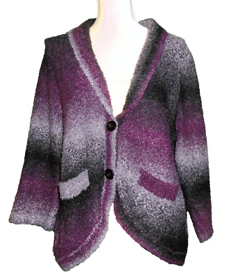 Cárdigan ECI ~ Mujer XL ~ Púrpura Multicolor Transicional ~ Cierre de 2 Botones Foto 1 de 4