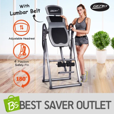 Genki Adjustable Gravity Inversion Table Heavy Duty Back Inverter Gym w/PVC Belt - image 1 of 4