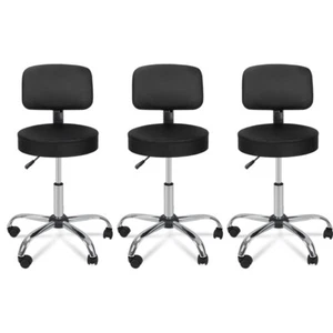 Adjustable Salon 3X Designed Stool w/Backrest Beauty Salon Swivel Massage Chair - Picture 1 of 9