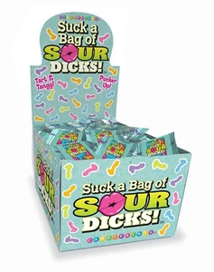 Little Genie Suck A Bag Of Sour Dicks Candy Display Of 100, New - Picture 1 of 3