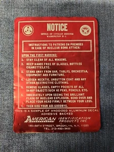 Notice Office of Civilian Defense Instruction Fall von Atombombenangriff s-2H - Bild 1 von 2