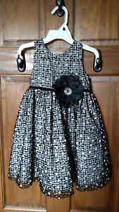 PIPPA & JULIA Toddler Girl's Black Tulle Netting over Ivory Satin Dress 2T