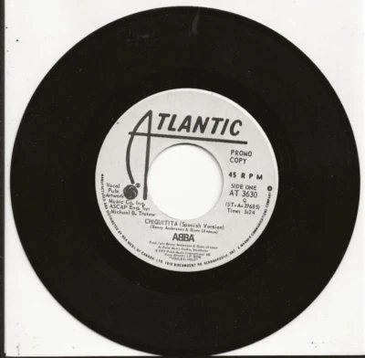 ABBA CHIQUITITA (IN SPANISH) VERY RARE WHITE LABEL CANADA PROMO SINGLE - Image 1 of 2