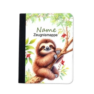 Zeugnismappe Faultier personalisiert Name Urkundenmappe Dokumente A4+ - Bild 1 von 9