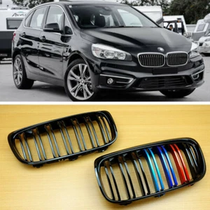 Black + M-Color Metal For BMW 2-Series F45 F46 2014-2017 M Front Kidney Grille - Picture 1 of 7