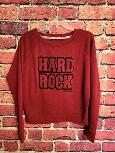 Hard Rock Women's Cropped sweatshirt burgundy Large C37 - Picture 1 of 7