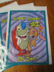 1995~5~REN & STIMPY HANDLED TREAT BAGS~9 1/4" X 6 1/2"~NICKELODEON~HAPPY-JOY JOY - Picture 1 of 6