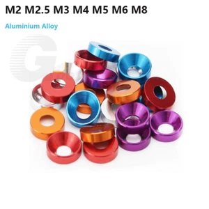 M2 M3 M4 M5 M6M8 Countersunk Washers - Anodised Aluminium - Fairing Fender Alloy - Picture 1 of 23